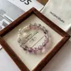 [Perlas de Rocío Blanco] Pulsera de Amatista Natural Lujo Ligero Pulsera de Amatista y Cristal Blanco Pulsera de Diseño Original para Mujer