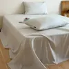 Lençol de cama de gaze dupla de algodão puro espessado estilo francês, peça única, adequado para todas as estações, capa de edredom de gaze 100% algodão, conjunto de lençol de baixo com elástico para cama de solteiro, conjunto de três peças
