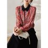 Cuello Muñeca 2024 Primavera Nuevo Vintage Camisa Estampada Cachemir Dulce Encaje Camisa de Gasa Jersey Manga Larga Top