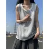 Colete Listrado Vermelho Estilo Americano para Homens e Mulheres, Camiseta Pesada Sem Mangas de Verão para Uso ao Ar Livre, Roupa de Ginástica e Esportes