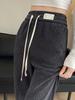 Pantalones anchos y estrechos para mujer, otoño e invierno, forrados de vellón, 2024, nuevos pantalones rectos casuales sueltos de terciopelo de algodón europeo, cintura alta drapeada