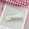Grampo de Cabelo Elegante com Laço de Bolinhas Feminino 2025 Novo Presilha Bico de Pato Presilha Lateral para Franja Grampo de Cabelo Macaron Acessório de Cabeça