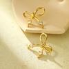 Estilo Dulce y Fresco Francés Aretes Inteligentes de Lazo Amoroso para Mujer Tendencia Nicho Estilo Frío Aretes de Acero Inoxidable