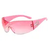 Nuevas Gafas de Sol sin Montura de Una Sola Pieza, Estilo Milenio, de Moda, para Hombres y Mujeres, Gafas de Sol Futuristas con Diseño de Nicho