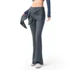 Pantalones de fitness acampanados para mujer con cubierta desmontable para el trasero para evitar la vergüenza, diseño de pierna ancha, tela fluida, sensación de alta gama, estilo yoga casual, pantalones largos ligeramente acampanados