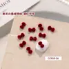 Decorações de Pedrarias para Unhas de Ano Novo, Populares no Xiaohongshu, Laço Vermelho Veludo, Pedrarias Empilhadas de Zircônia Flat, Decoração de Unhas DIY
