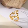 Anillo Europeo y Americano Transfronterizo de Acero Inoxidable Dorado Forma de Perla Exagerado Chapado en Oro 18K Sentido Avanzado Anillo de Acero de Titanio Anillo