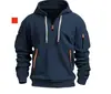 Cross-border Novo plus size Primavera e Outono Masculino Suéter Com Capuz Zíper Multi-bolso Pulôver Masculino Esportes Casual Jaqueta