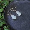 Pendientes vintage personalizados de jade hetiano con incrustaciones, elegantes y de lujo, chapados en oro, de plata de ley 925 con jade de calabaza para mujer.