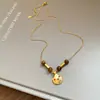Collar Colgante de Flor con Cuentas de Madera Retro Ojo de Tigre para Otoño e Invierno Cadena de Suéter Versátil Casual Diseño de Nicho para Mujeres