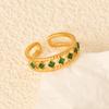Anillo Abierto de Diamantes Zircón de Fila de Rombos Calados Estilo Nuevo Transfronterizo Moderno Elegante Diario Versátil Lujo Accesible Joyería Nicho