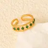 Anel de Zircônia Banhado a Ouro Moda Transfronteiriça Anel Aberto com Óleo Colorido Design Criativo Joias Leves de Luxo para o Dia a Dia