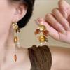 ¡Hace que la cara se vea más pequeña! Pendientes de Borlas Florales con Estampado de Leopardo para Mujer, Pendientes Exagerados con Estilo, Diseño de Nicho, Pendientes de Alta Gama