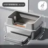Bandeja de Arena para Gatos de Acero Inoxidable Abierta con Borde Alto Sobredimensionada Antisalpicaduras Profundizada Semi-cerrada Inodoro para Gatos Suministros para Mascotas