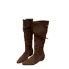 Botas altas de punta fina estilo retro europeo y americano para mujer, nueva colección 2026, con tacón grueso, detalle de hebilla y diseño plisado fruncido, que se asemejan a las botas de un caballero
