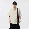 Camisa Polo de alta gama con bloques de color y textura, estilo de lujo ligero, manga corta para hombre, nuevo estilo de verano, top casual holgado, Polo para hombre