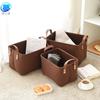 Cesta de Armazenamento de Feltro Cor Sólida Alça Simples de Couro Cesta de Armazenamento Cesta de Armazenamento para Brinquedos Infantis e Lanches Balde de Armazenamento Personalizável