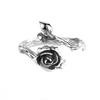 Anillo Abierto de Rosa Plata Coreana Chapada Retro Viejo Temperamento Sentido del Diseño Viento Frío Pequeño Anillo de Hoja de Flor