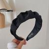 Satén Francés Negro Intestino Grueso Banda para el Cabello Accesorios para el Cabello de Lujo Ligero de Alta Gama Diadema Plisada Lavado de Cara Parte Superior Craneal Alta Cueva para el Cabello Tarjeta para el Cabello