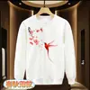 Sudadera con cuello redondo y estampado floral estilo chino para hombres modernos, corte holgado, versátil, talla grande, sin capucha, top con forro polar