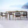 Combinação de Mesa e Cadeiras para Exterior Pátio Jardim Móveis Simples Casuais Sala de Sol Sala de Jantar Externa Cadeira Mesa de Jantar em Madeira Maciça