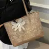 Bolsa Tote de Gran Capacidad para Mujer, Estilo Floral Sencillo, Bolso de Hombro de Diseño Nicho para el Trabajo y los Viajes Diarios, Bolso de Mano Versátil para Mujer
