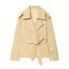 Primavera 2026 Nuevo Producto Moda Callejera Femenina Europea y Americana Chaqueta Cortavientos Corta con Cinturón W101 6254