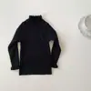 Malha Básica Feminina Primavera e Outono Novo Estilo Malha para Bebê Estilo Coreano Gola com Babado Elegante Gola Alta Média Top Interno Infantil