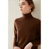 Suéter de malha feminino simples de cor sólida com gola alta para o início do outono, de caxemira, para usar por baixo, modelador, clássico básico para o trabalho