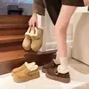 2026 Nuevo Estilo Zapatos Birkenstock de Felpa con Suela Gruesa para Mujer Invierno Exteriores Slip-on Zapatos de Algodón Cálidos que Aumentan la Altura Casual Zapatos de Una Sola Pieza