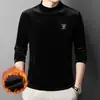 Suéter de Pelo de Vison Masculino de Alta Qualidade 2025, Forrado com Fleece, Espessado, Confortável e Quente, Camiseta Básica de Manga Longa de Veludo Dourado
