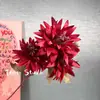Flores Artificiais com 3 Crisântemos Grande Garra de Caranguejo para Decorações de Casamento, Arranjos Florais, Exibições no Chão, Crisântemos de Beleza, Decorações de Hotel, Crisântemos Garra de Caranguejo