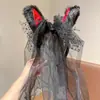 Diadema Corona Negra con Velo Gótico de Halloween para Mujer, Diadema Elegante de Rosa de Alta Gama, Vestido de Fiesta Festivo