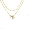 Amazon Diseño de Nicho Sentido Acero Inoxidable 26 Letras Incrustaciones de Diamante Amor Collar en Capas Letra Inicial Cadena Doble Clavícula
