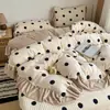 Nuevo Colcha de Vellón de Leche Engrosada Juego de Cuatro Piezas Invierno Engrosado Cálido Súper Suave Encaje Funda Nórdica Ropa de Cama de Invierno