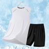 Roupa de Verão Masculina com Shorts e Regata de Seda Gelada, Secagem Rápida, Respirável, Malha de Gelo Esportiva, Conjunto Casual