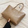 Bolso Tote de Moda Popular Simple Elegante con Puntadas Maillard para Mujer de Gran Capacidad Bolso de Hombro de Estilo Perezoso Retro