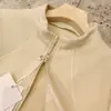 Chaqueta corta para mujer de estilo coreano, ajustada, versátil y de alta gama, con cuello mao y doble cremallera. 13266