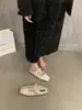 Sapatilha Rasteirinha Meia Sola Cetim Losango Bico Redondo Roupa de Exterior Estilo Fada Sandália Mary Jane Sem Salto Nova Verão 2023