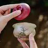 Tazón de Porcelana Azul y Blanca con Tapa Roja del Fabricante, Taza de Té Individual de Cerámica, Tazón de Té 'Sueño Flotante de Flor de Cerezo' con Tapa, Juego de Té Kung Fu de Alta Gama
