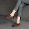 Jie shu Otoño 2023 Nuevo retro cepillado capa superior piel de vaca casual versátil moda cómodo acolchado de algodón zapatos pequeños de una sola capa para mujer