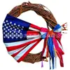 Bandera del Día de la Independencia de Estados Unidos 2022 Guirnalda de ratán Colgante Decoración Familia Centro Comercial Accesorios para Corona del Día Nacional