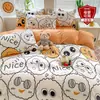 Juego de Ropa de Cama Fresco y Sencillo de Cuatro Piezas, Funda de Edredón, Ropa de Cama Individual para Dormitorio de Chicas, Uso en el Hogar, Lavable, Conjunto Moderno de Tres Piezas
