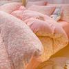 Juego de Cuatro Piezas de Terciopelo de Leche Tallado de Invierno, Funda de Edredón de Terciopelo Coral Grueso Clase A, Ropa de Cama de Franela y Sábanas de Terciopelo 4