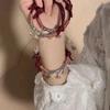 Nova Pulseira de Sino Estilo Chinês Pulseira de Algodão Trançado Garganta Versátil Nicho Feita à Mão Corda Vermelha Corda de Mão Estilo Xizang para Homens e Mulheres Casal