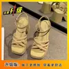 Zapatos Casuales de Moda para Mujer, Cuñas de Plataforma Impermeables de Tacón Alto, Elegantes Sandalias Romanas de Tacón Grueso Nuevas de Verano 2025 para Mujer