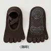 [Dropshipping] Meias de Yoga Five-Finger com Trama Cruzada, Dedos Abertos, Silicone Antiderrapante de Comprimento Total, Alta Elasticidade para Pilates, Exercício Indoor