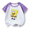 Traje de Verano para Niños y Niñas de Bob Esponja Dibujos Animados 2023 Nuevo Conjunto de Dos Piezas Delgado de Algodón con Mangas Cortas