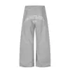 Pantalones de chándal casuales con estampado de letras retro americano para mujer, pantalones deportivos de hiphop jazz dance modernos, pantalones largos holgados de pierna ancha