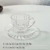 Taza de Café Latte de Vidrio Rayado Minimalista Estilo Europeo, Set Trendy de Taza y Platillo para Postre y Té de la Tarde de Lujo Ligero para Restaurante
